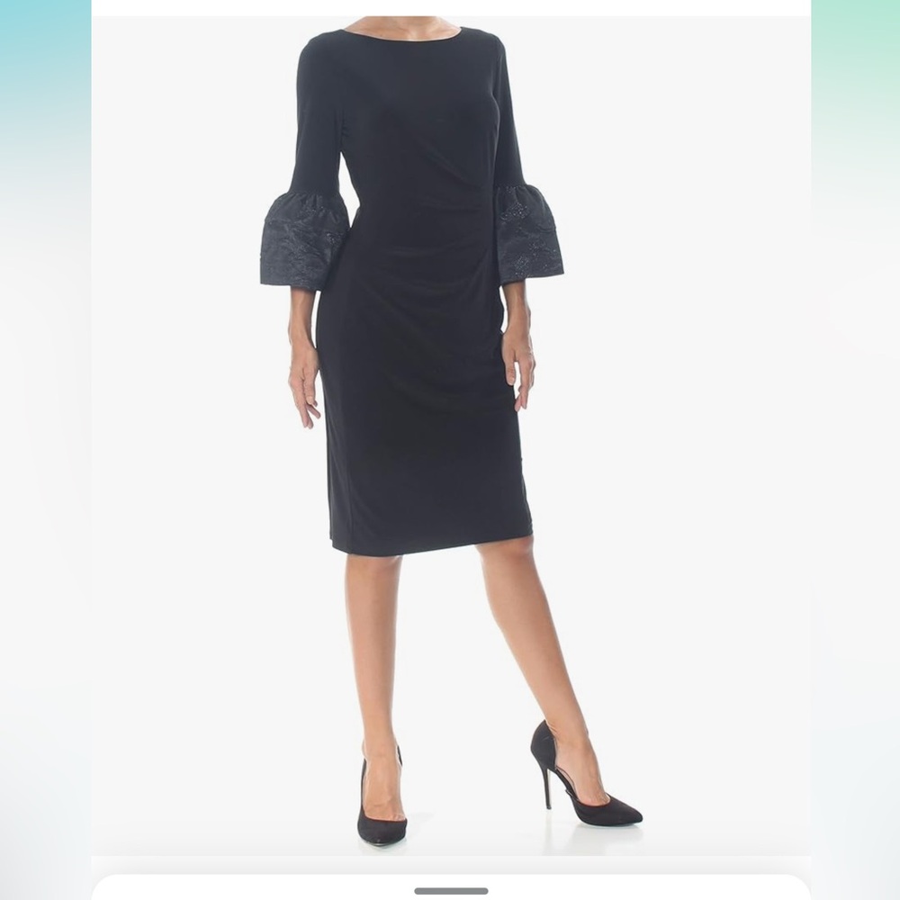 Lauren Ralph Lauren Bell Sleeve Puff 3/4 Sleeve Sheath Dress